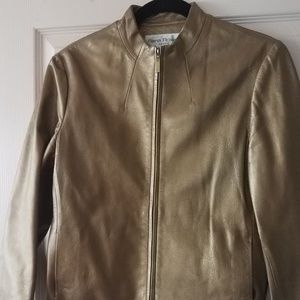 leather jacket women, gold size 10P